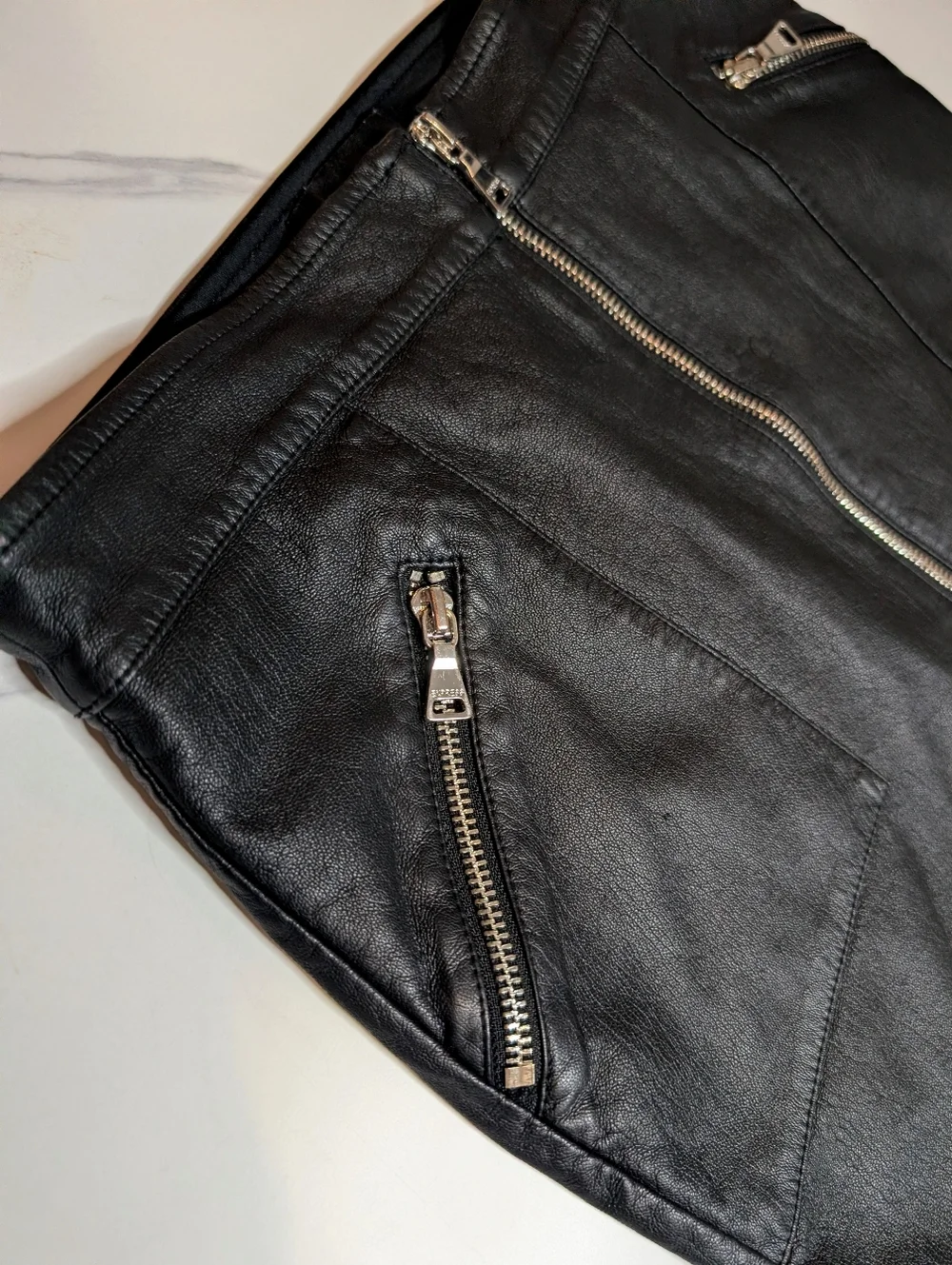 Express Black Moto Mini Skirt Front Zip Silver Hardware Size 2